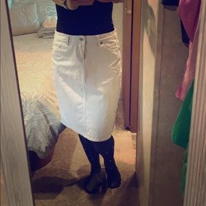 BE~GIRL White Denim Knee length Skirt